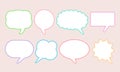 Set of pastel color speak bubble text, chatting box, message box outline cartoon vector illustration design. Balloon doodle style