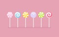 Set of pastel colored lollipop sweet candies Royalty Free Stock Photo