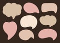 A set of pastel-colored speech bubbles of various shapes, chat dialog boxes, conversational clouds Royalty Free Stock Photo