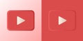 Set of pastel 3D video icon shapes. Volumetric video symbol. Play player buttons. Minimalism. Red and pink background