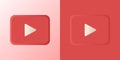 Set of pastel 3D video icon shapes. Volumetric video symbol. Play player buttons. Minimalism. Red and pink background