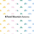 Set of 4 pastel mountain pattern background