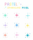 Set of pastel sparkle pixel art