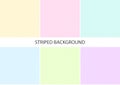 Set of pastel striped pattern with colorful diagonal parallel continuous lines on white background, pastel colors. Vector