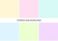 Set of pastel striped pattern with colorful diagonal parallel continuous lines on white background, pastel colors. Vector