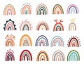 Set pastel stylish trendy rainbows. vector