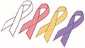 Set of Pastel Support Ribbons, vector design Generative AI Royalty Free Stock Photo