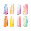 set of pastel warm color tone watercolor paint brushes brush strokes isolated white background Royalty Free Stock Photo