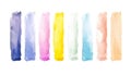 set of pastel warm color tone watercolor paint brushes brush strokes isolated white background Royalty Free Stock Photo