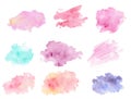 Set of pastel watercolor spots for the design of wedding attributes and St. Valentine`s Day