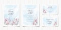 Set of pastel watercolor wedding invitation card with elegant flowers. Modern cover design template. Greeting cards Royalty Free Stock Photo