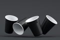 Set of pastic disposable party cup for juice, fresh, beer on monochrome black