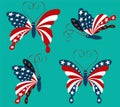 Set of patriotic butterflies American flag