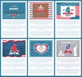Set Patriotic US Posters 4th July Independence day Royalty Free Stock Photo