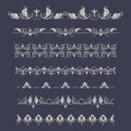 Set of pattern brush. Classic floral borders Royalty Free Stock Photo