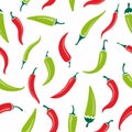 Set pattern red and green chili pepper illustration vegetables. vector image Royalty Free Stock Photo