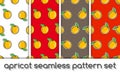 Set of patterns with apricots, seamless texture, wallpaper