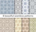 Set of 8 patterns. Collection arabic, indian, japanese, islamic