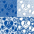 Set of patterns with hearts silhouettes