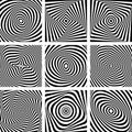 Set of patterns in op art design. Royalty Free Stock Photo