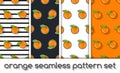 Set of patterns with oranges, seamless texture, wallpaper.