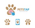 Set of paw logo combination. Pet and cursor symbol or icon. Royalty Free Stock Photo