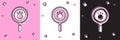 Set Paw search icon isolated on pink and white, black background. Magnifying glass with animal footprints. Vector Royalty Free Stock Photo