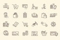 Set of payment and shopping outline icons