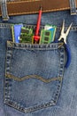 Set of PC service tools in a back pocket of jeans Royalty Free Stock Photo