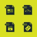 Set PDF file document, MSG, MOV and PHP icon. Vector Royalty Free Stock Photo