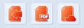 Set PDF file document, Next page arrow and Cloud storage text document. White square button. Vector Royalty Free Stock Photo