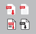 Set of PDF icon isolated on gray background. Download pdf file. Vector illustration