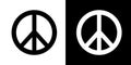 A set of peace signs of different thicknesses. Peace symbols, peace pictograms isolated on white background.