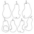 A set of pear sketches. Hand-drawn illustration of fruit isolated on a white background. collection of pears simple Royalty Free Stock Photo