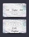 Set of pearl gift certificates with floral design elements