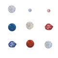 Set of pearls and faceted gemstones isolated on white. Watercolor illustration.