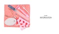 Set for a pedicure nail file scissors towel pattern Royalty Free Stock Photo