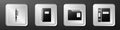 Set Pen, Spiral notebook, Document folder and Office folders icon. Silver square button. Vector Royalty Free Stock Photo