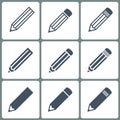 set of pencil icons grey color on white background Royalty Free Stock Photo