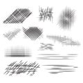 Set pencil strokes, halftone, engraving