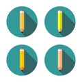 Set of pencils flat icons in a circle. Royalty Free Stock Photo