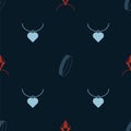 Set Pendant on necklace, Wedding ring and Necklace with heart shaped on seamless pattern. Vector Royalty Free Stock Photo