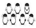 Set of Vector Penguins on White background