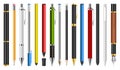 Set of pens, pencils and markers vector illustration Royalty Free Stock Photo