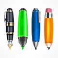 Set of pens and pencils Royalty Free Stock Photo