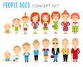 Set of people age flat icons