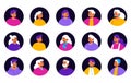 Set of people avatars, isolated round icons, faces