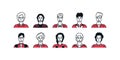 Set of People Avatars with Minimal Cartoon Style and Various Expressions. Male Character Collection Royalty Free Stock Photo