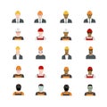 Set of people avatars profession, professional human occupation, basic characters set, employee variety in flat style. Royalty Free Stock Photo