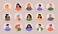 Set people avatars, young and old characters faces Royalty Free Stock Photo